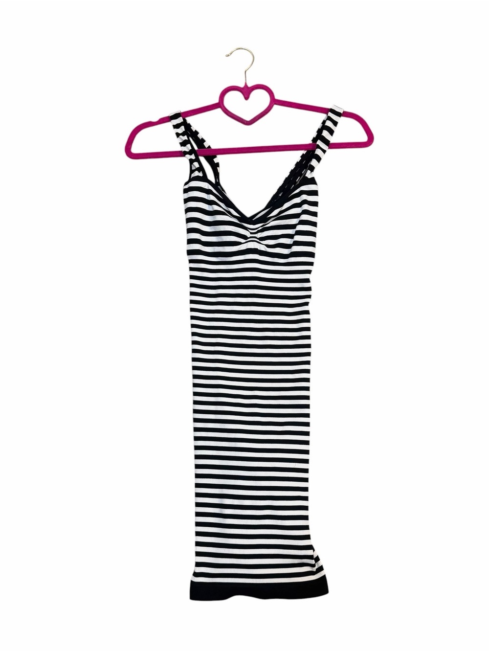 Bebe Y2K Black White Striped Bodycon Criss Cross Mini Dress M/L